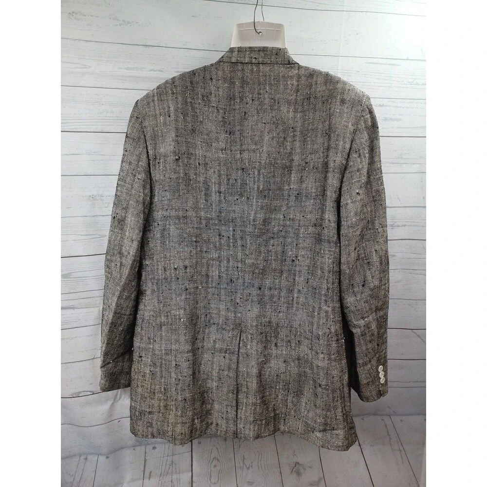 Vtg Austin Manor Blazer Men's Sz 48L Gray Tweed Wool Tweed